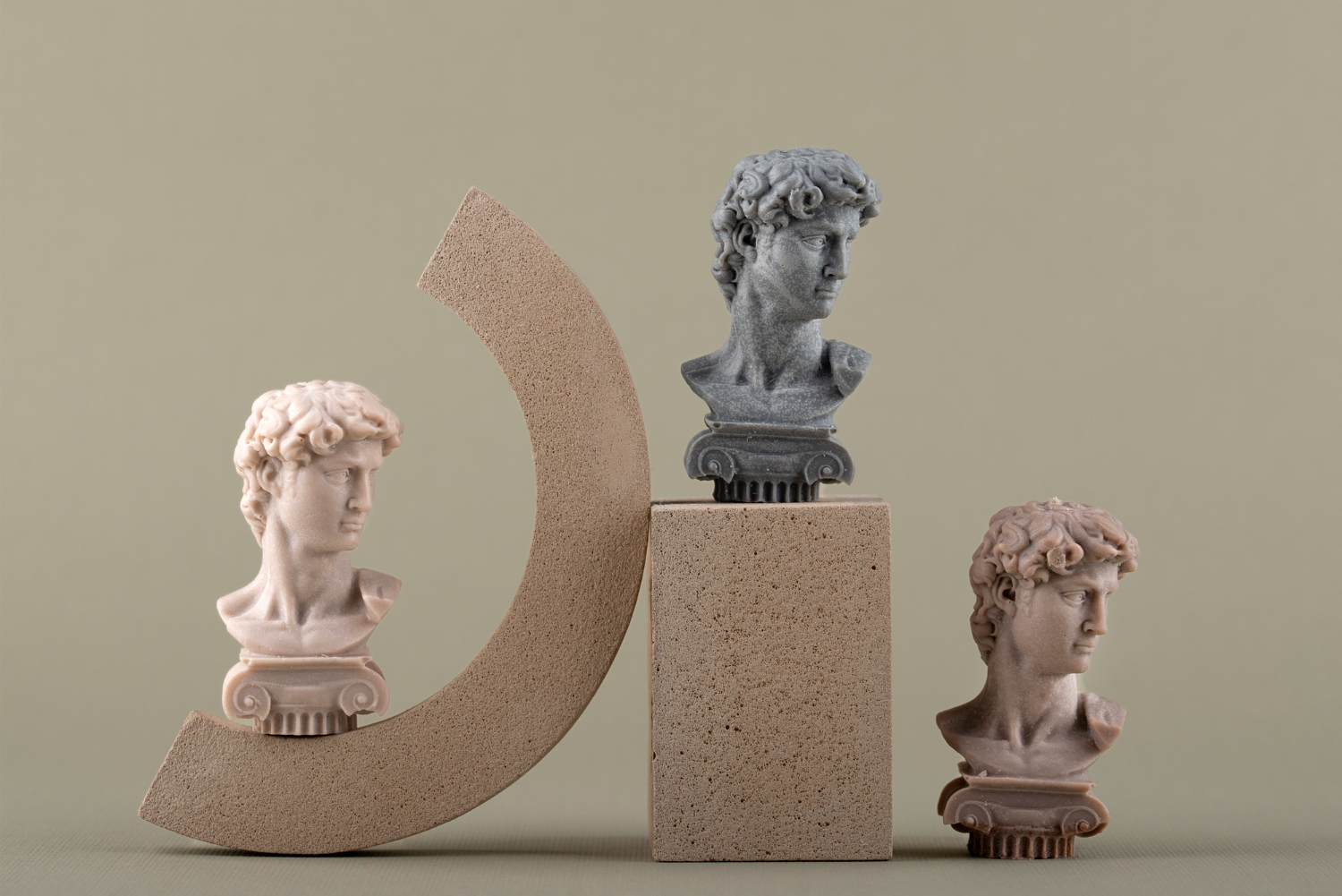 Classical David Bust Sculpture Set – Modern Minimalist Art Statue