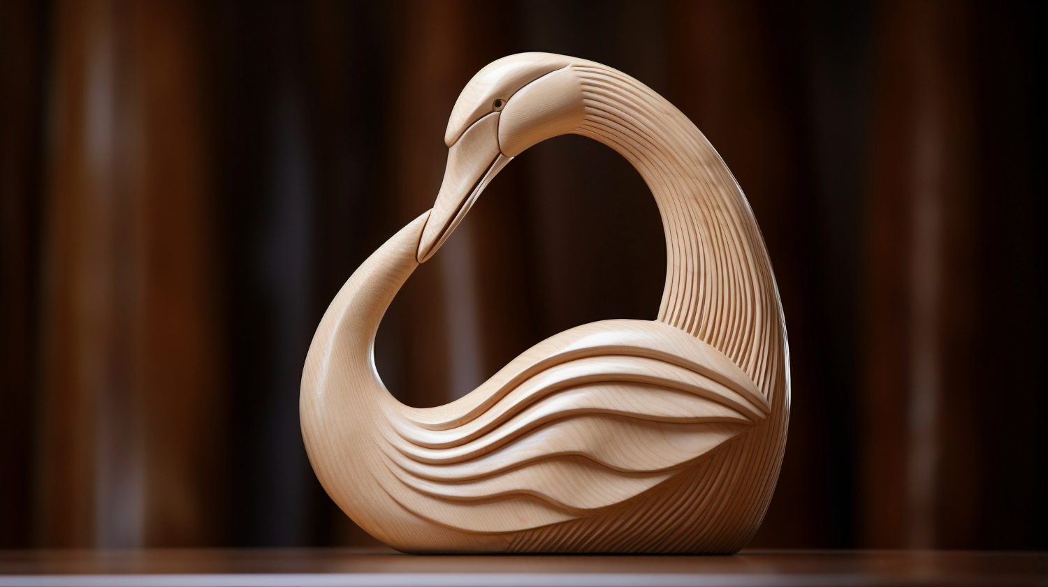 Handcrafted Wooden Swan Sculpture – Modern Minimalist Art