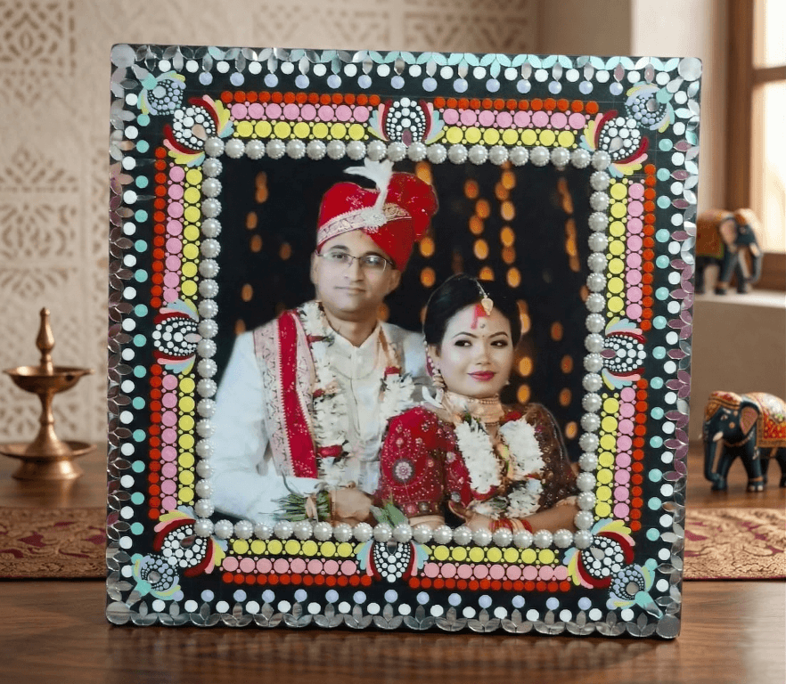 customized mandala photo frame on mdf board handmade photo frame with mandala design personalized couple photo frame wall decor mandala art customized photo frame gift wedding photo frame handmade mandala design