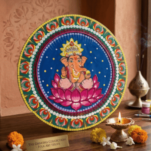 lord ganesha mandala lipan art on mdf board handmade ganesha wall decor mandala design traditional ganesha painting round wall art lipan art ganesha wall decor india ganesha lotus mandala handmade painting
