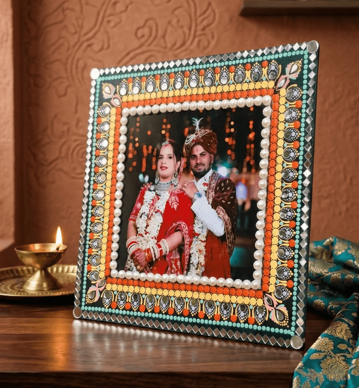 customized couple photo frame with mandala art handmade wedding photo frame mandala design personalized couple photo frame mdf board mandala art customized photo frame gift wedding couple frame handmade wall decor