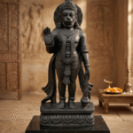 lord hanuman black stone standing idol handmade bajrangbali murti black stone sculpture india handcrafted hanuman statue for home temple black stone hanuman idol blessing pose hanuman ji statue spiritual decor india