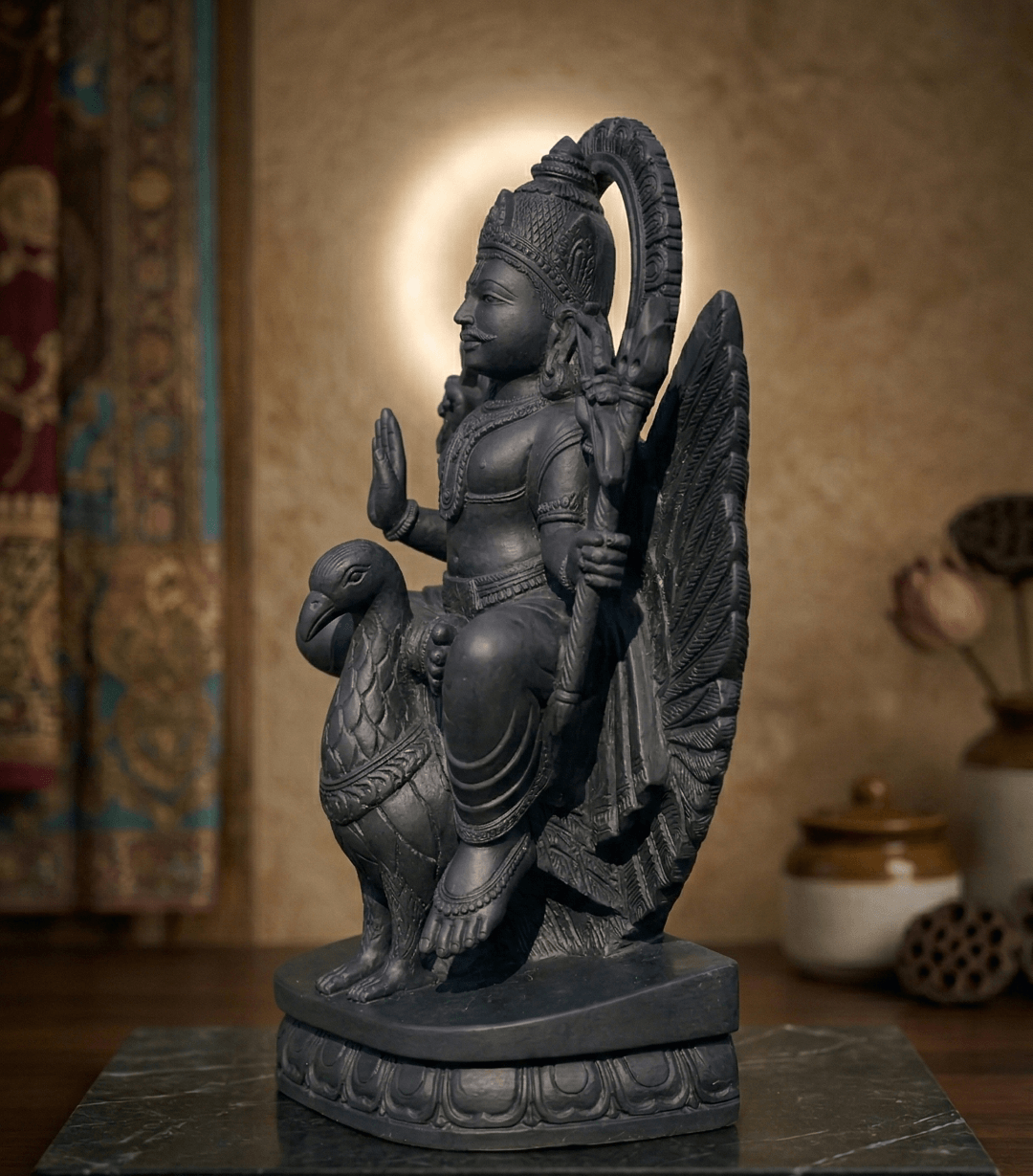 Shani Dev Black Stone Statue – Premium Spiritual Idol for Temple & Home (75 cm)