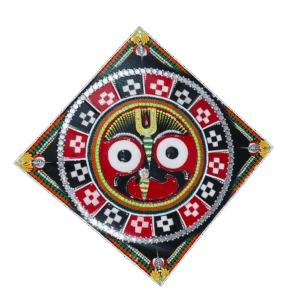 lord jagannath lipan art painting with mirror work on plyboard handmade jagannath wall art resin mirror work traditional jagannath lipan art wall decor