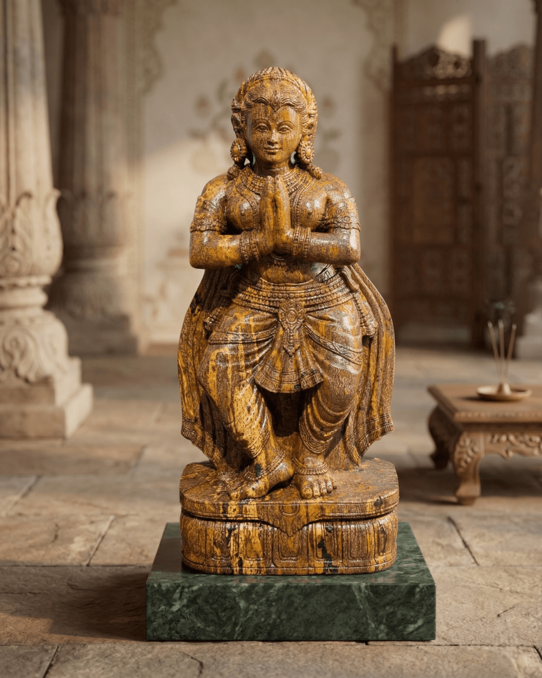 khondalite stone nartaki statue handmade devadasi sculpture temple dancer stone statue traditional indian dancer statue khondalite stone handcrafted nartaki statue for home decor heritage temple art sculpture india