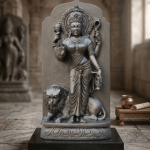 maa parvati black stone idol with lion statue parvati mata murti for home temple handcrafted parvati statue indian stone sculpture shakti idol black stone decor goddess parvati murti traditional design