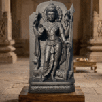 lord kartikeya black stone standing idol handmade murugan statue black stone sculpture india kartikeya murti with peacock black stone handcrafted kartikeya idol for home temple lord murugan statue spiritual decor india