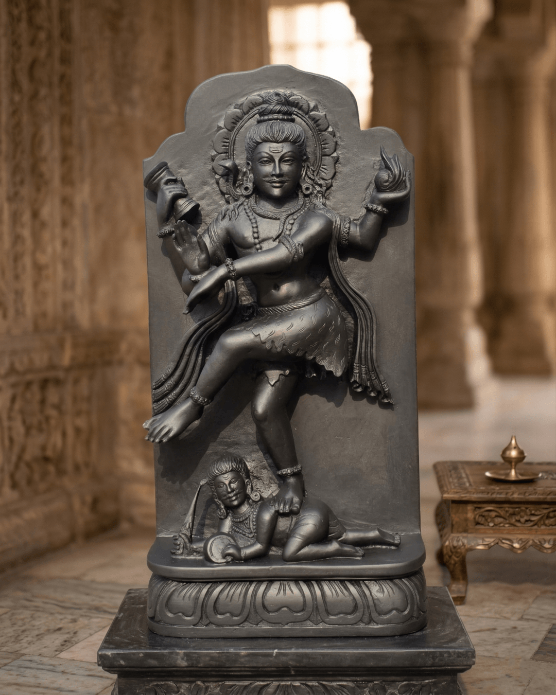 shiva nataraja black stone idol tandav statue lord shiva dancing statue stone sculpture india nataraja murti for home temple decor handcrafted shiva idol black stone tandav shiva statue traditional indian art