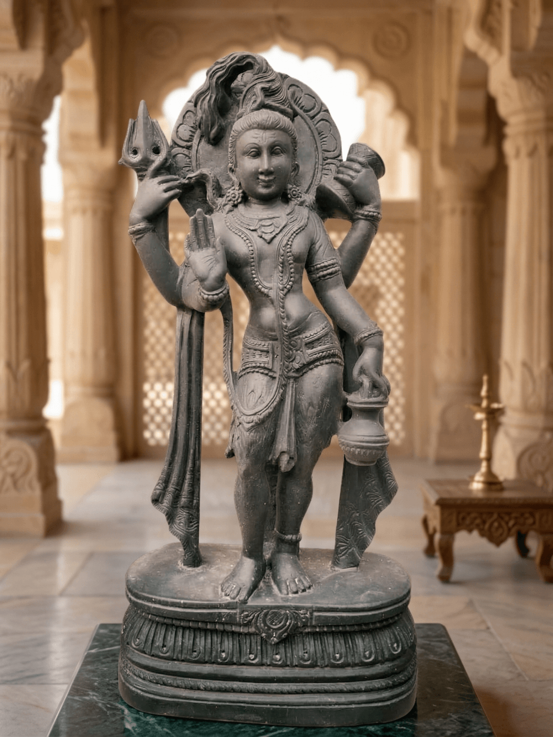 lord shiva black stone idol standing mahadev statue shiva murti for home temple black stone handcrafted mahadev statue india stone sculpture shiva idol vastu decor spiritual statue traditional shiv murti standing pose