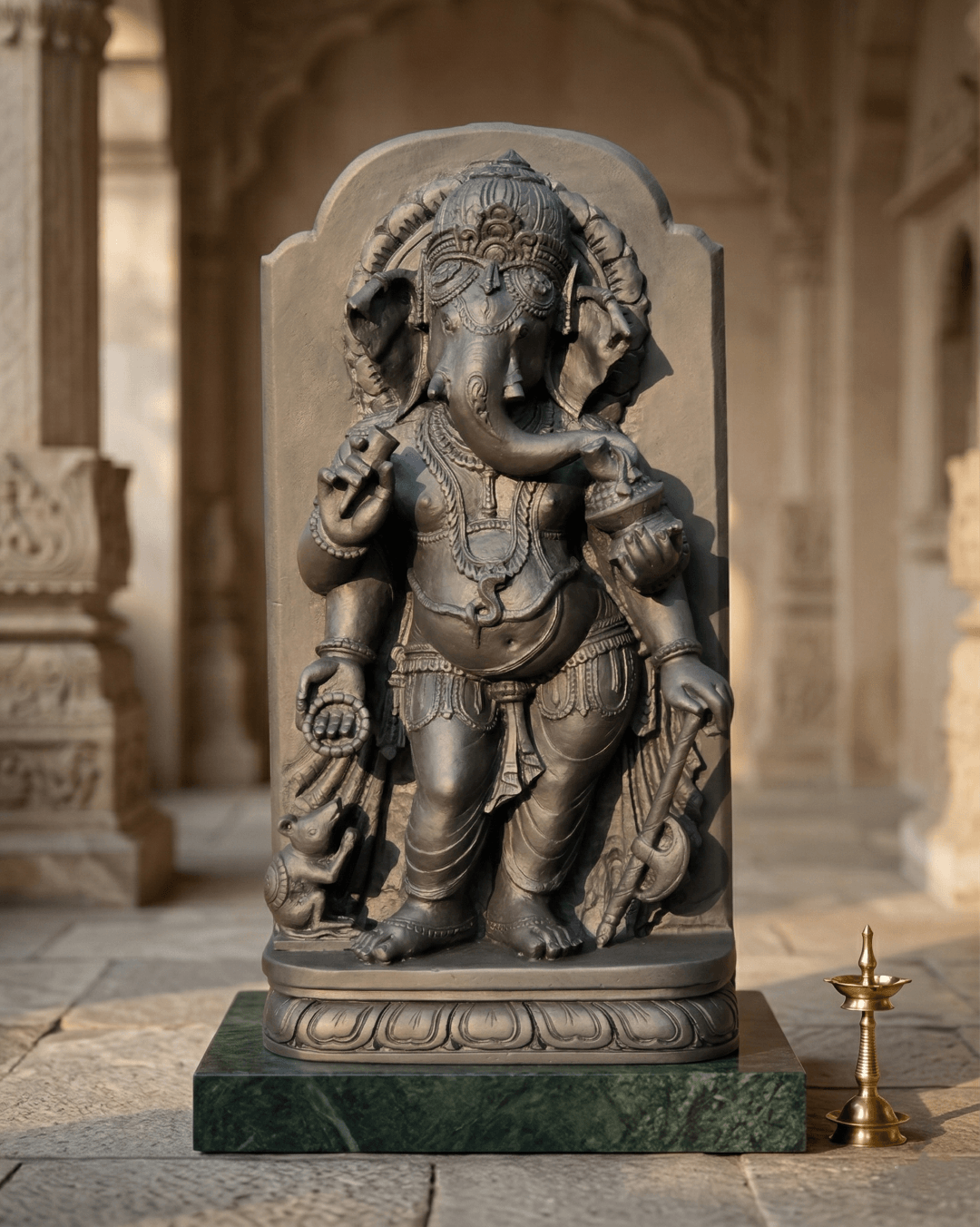 black stone ganesha idol handcrafted ganpati murti lord ganesha statue for home temple black stone traditional ganpati murti stone sculpture india ganesh idol vastu decor spiritual statue handmade ganesha black stone sculpture