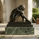 black stone art statue minimal sculpture contemporary human form sculpture decor