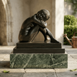 black stone art statue minimal sculpture contemporary human form sculpture decor