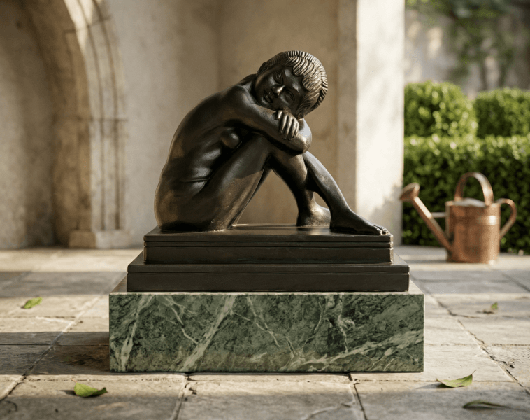 black stone art statue minimal sculpture contemporary human form sculpture decor