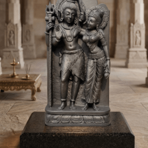 shiva parvati black stone idol handmade shiv parvati murti stone sculpture india handcrafted shiva parvati statue for home temple black stone shiv parvati idol spiritual decor divine couple shiva parvati sculpture