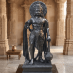 hanuman black stone standing idol gada statue bajrangbali murti black stone sculpture lord hanuman statue for home temple decor hanuman ji idol standing hindu god statue handcrafted hanuman black stone murti