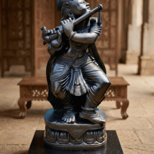 lord krishna black stone flute playing idol venugopal krishna murti stone sculpture india handcrafted krishna statue black stone krishna flute idol for home temple black stone krishna statue spiritual decor