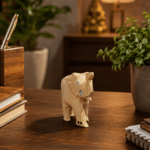 handcrafted wooden elephant showpiece mini wooden elephant decor statue lucky elephant wooden handicraft small wooden elephant for office desk