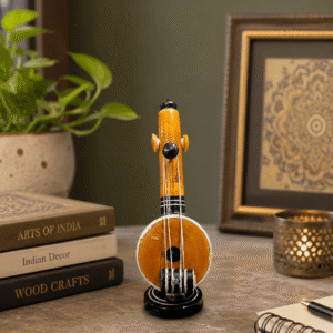 handcrafted wooden veena showpiece traditional indian veena decor statue miniature wooden veena for home decor indian musical instrument decorative showpiece