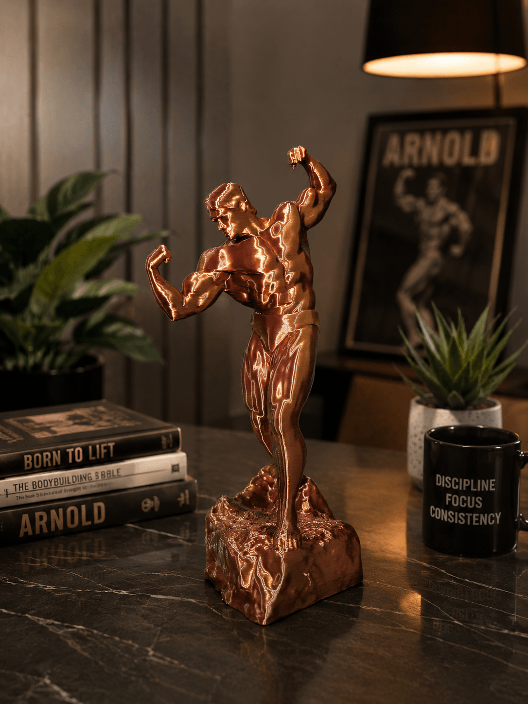 arnold schwarzenegger 3d printed muscle statue 8 inch bodybuilding decor sculpture premium fitness statue for gym decor