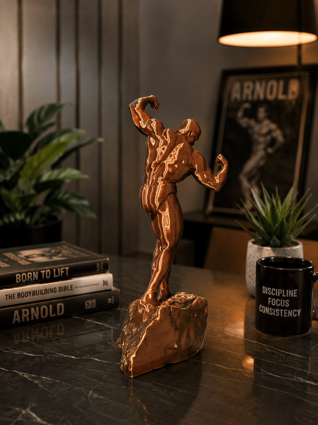 premium fitness statue for gym decor modern arnold inspired polymer sculpture gym motivation desk decor statue