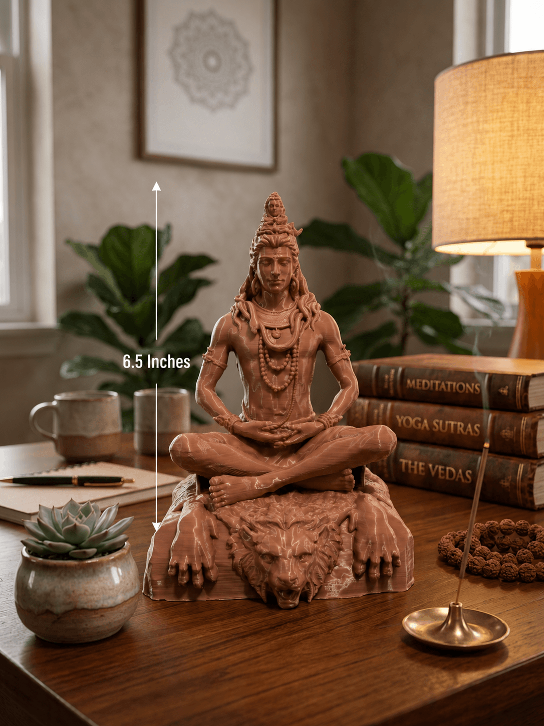 6.5 inch lord shiva decorative statue terracotta style shiva idol for home temple peaceful shiva statue for yoga space modern mahadev sculpture spiritual decor