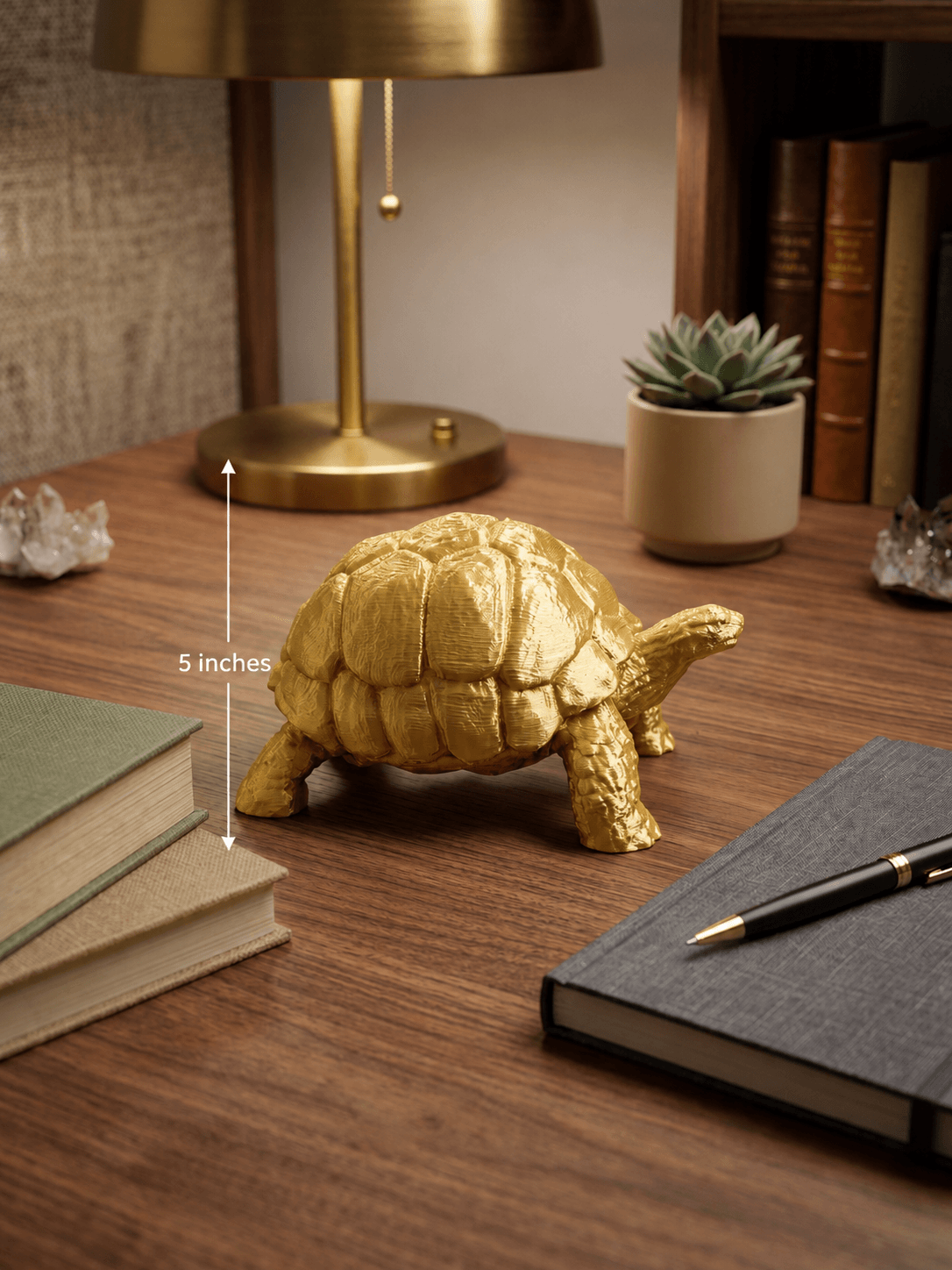 5 inch golden tortoise decorative statue modern turtle figurine for workspace decor lucky turtle sculpture for business success premium golden tortoise home decor statue