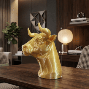 3d printed bull sculpture for office desk decor victory bull statue symbol of success and growth modern bull figurine for trading desk setup premium metallic bull sculpture for workspace