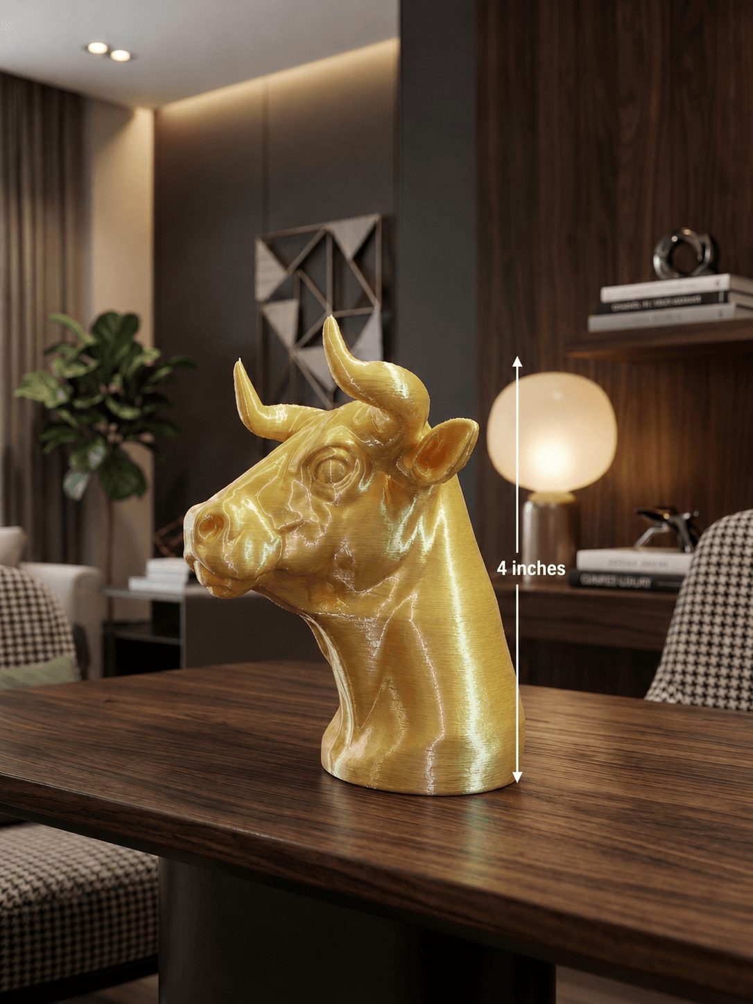 3d printed bull sculpture for office desk decor victory bull statue symbol of success and growth modern bull figurine for trading desk setup premium metallic bull sculpture for workspace