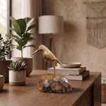 handmade wooden bird for home decor natural wood bird sculpture for office desk artistic wooden bird decor showpiece decorative wooden coastal bird statue