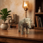 indian dhokra metal craft elephant rustic brass elephant tabletop decor artisan handcrafted elephant sculpture vintage style brass elephant showpiece decorative dhokra elephant for office desk