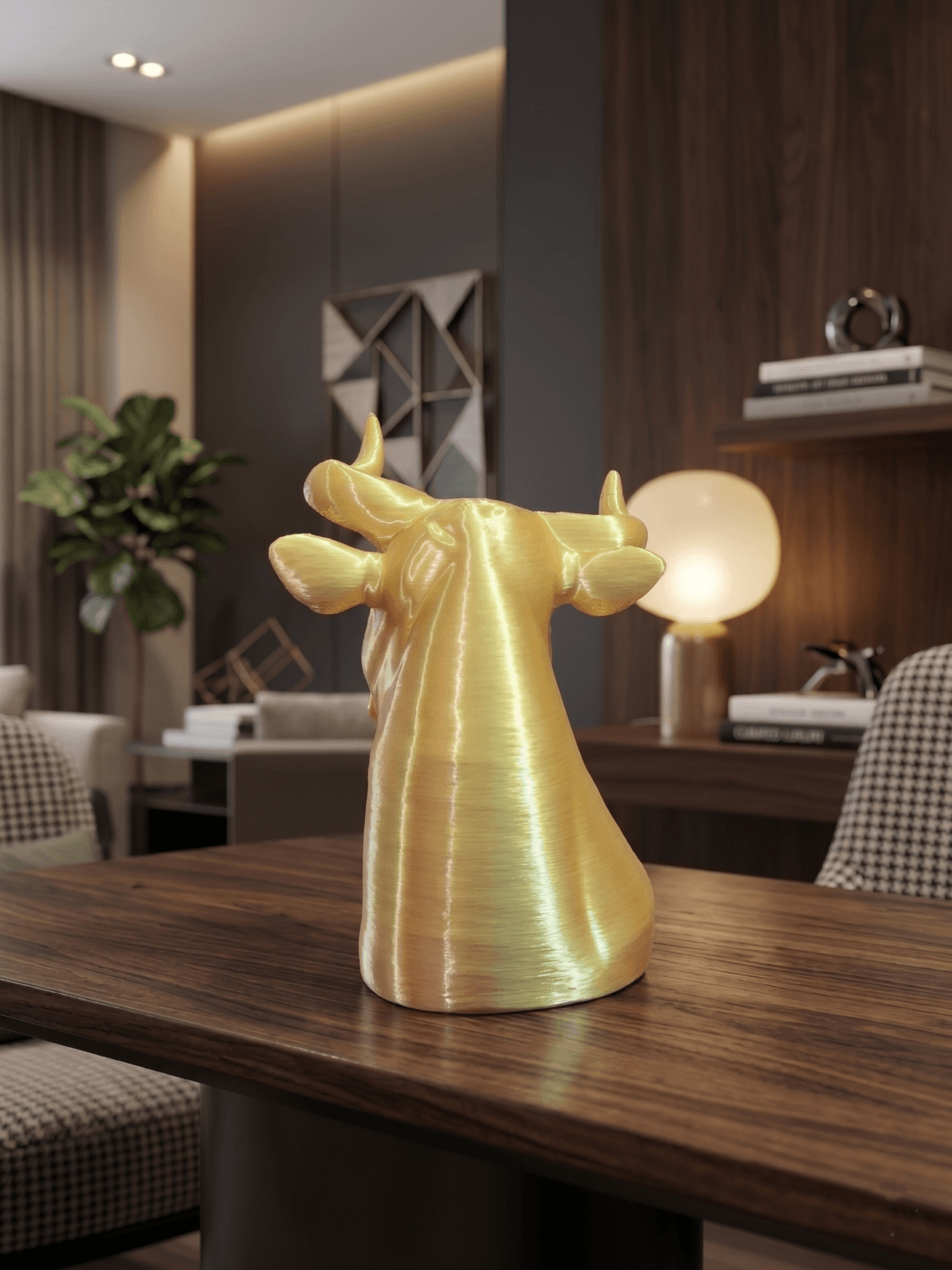 compact 4 inch bull desk decor sculpture modern financial growth bull figurine artistic bull head sculpture for office interior high quality 3d printed bull display statue