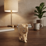 vastu elephant wooden showpiece artisan crafted wooden elephant statue tabletop wooden elephant decor item rustic wooden elephant sculpture