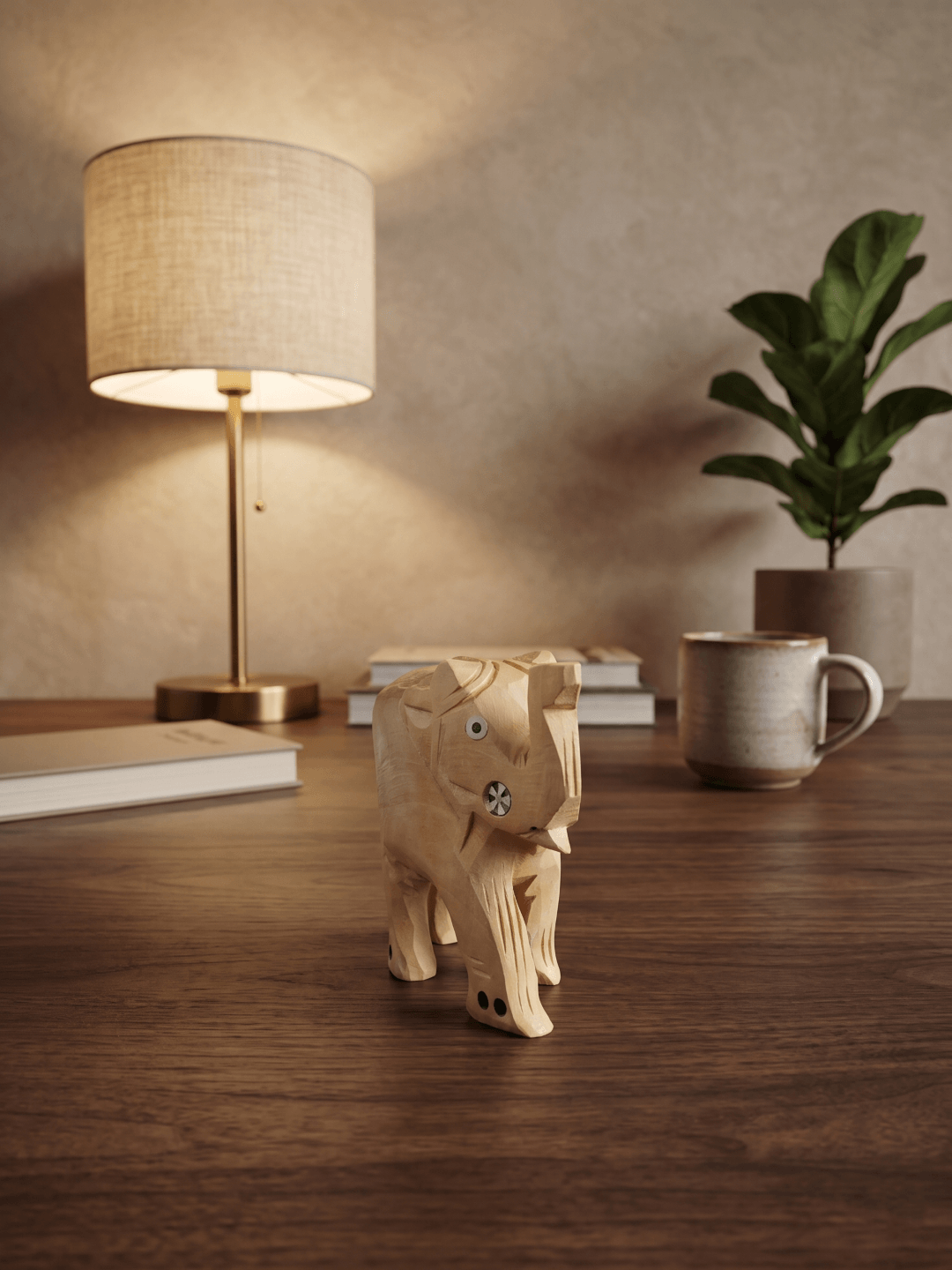 vastu elephant wooden showpiece artisan crafted wooden elephant statue tabletop wooden elephant decor item rustic wooden elephant sculpture