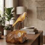 decorative wooden coastal bird statue handcrafted rustic bird table decor minimalist wooden bird sculpture decor nature inspired wooden bird figurine