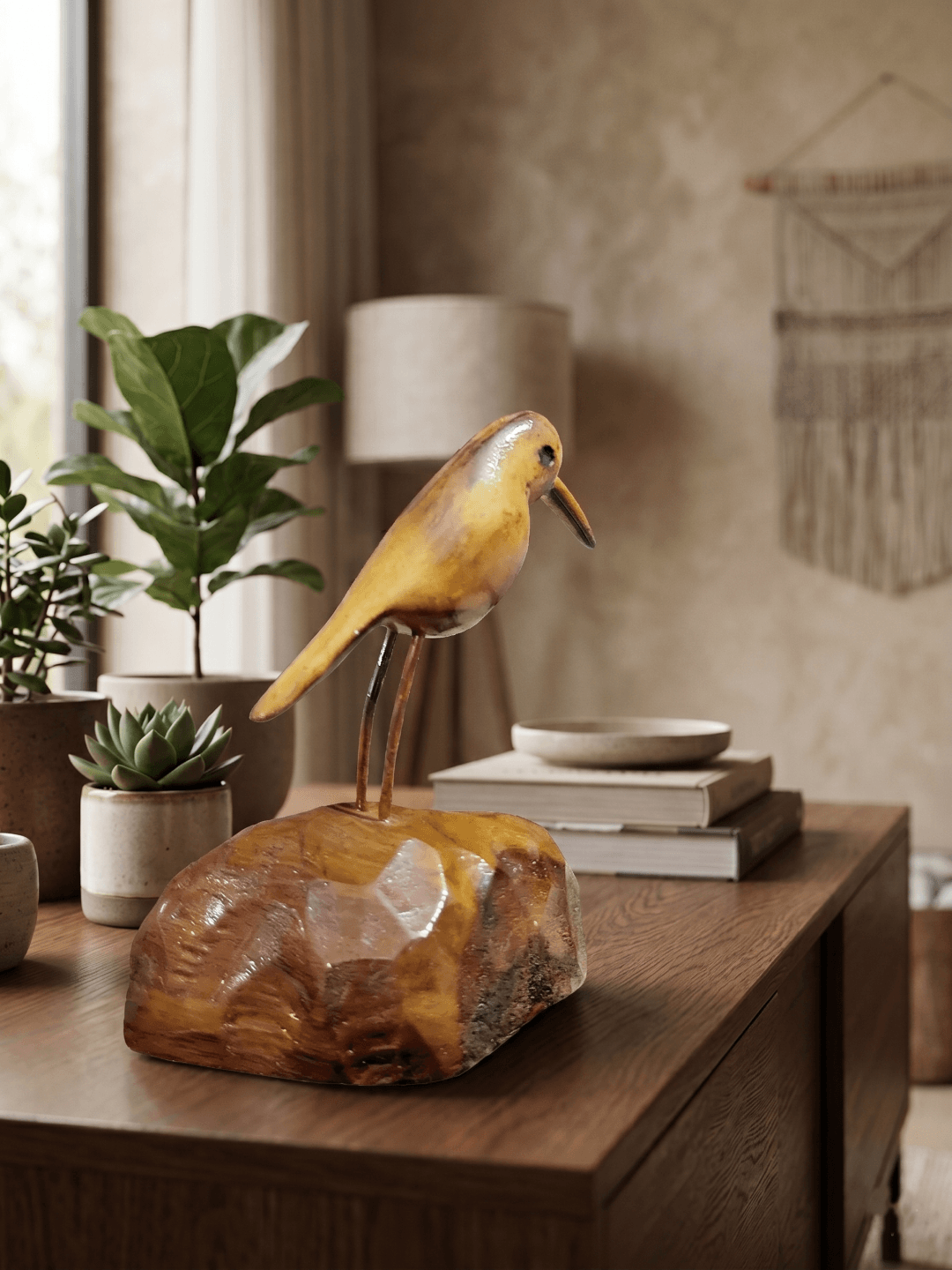 decorative wooden coastal bird statue handcrafted rustic bird table decor minimalist wooden bird sculpture decor nature inspired wooden bird figurine