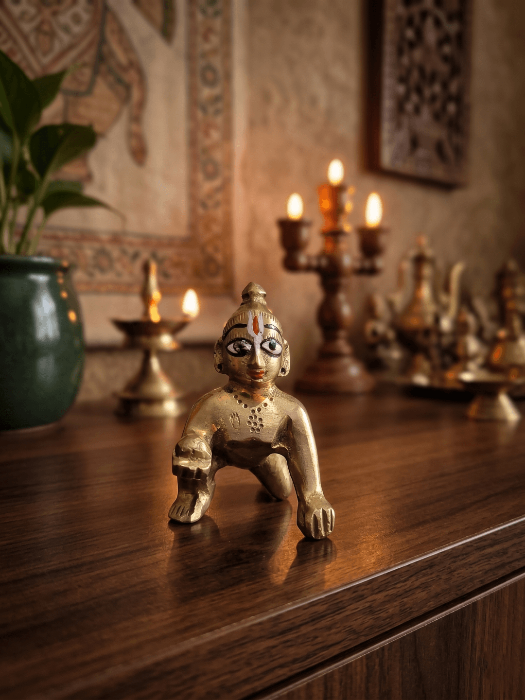 handcrafted dhokra brass gopal krishna idol brass bal gopal statue for home temple traditional dhokra art krishna sculpture handcrafted brass krishna idol decor